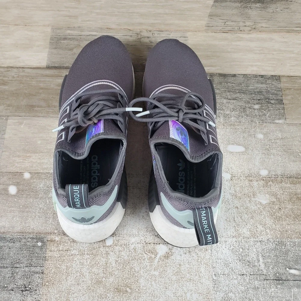 Adidas Originals NMD R1 Womens Shoes Sz 10.5 Running Lace-Up Gray White Sneakers